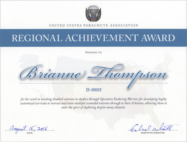 Regional Achievement Award 2015 to Brianne Thompson
